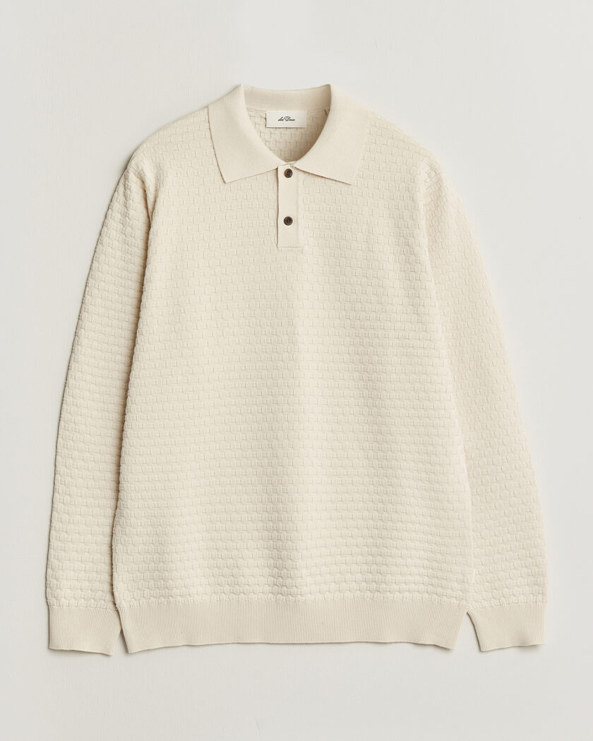 LES DEUX Billy Weave Knitted Polo Light Ivory – Valkoinen