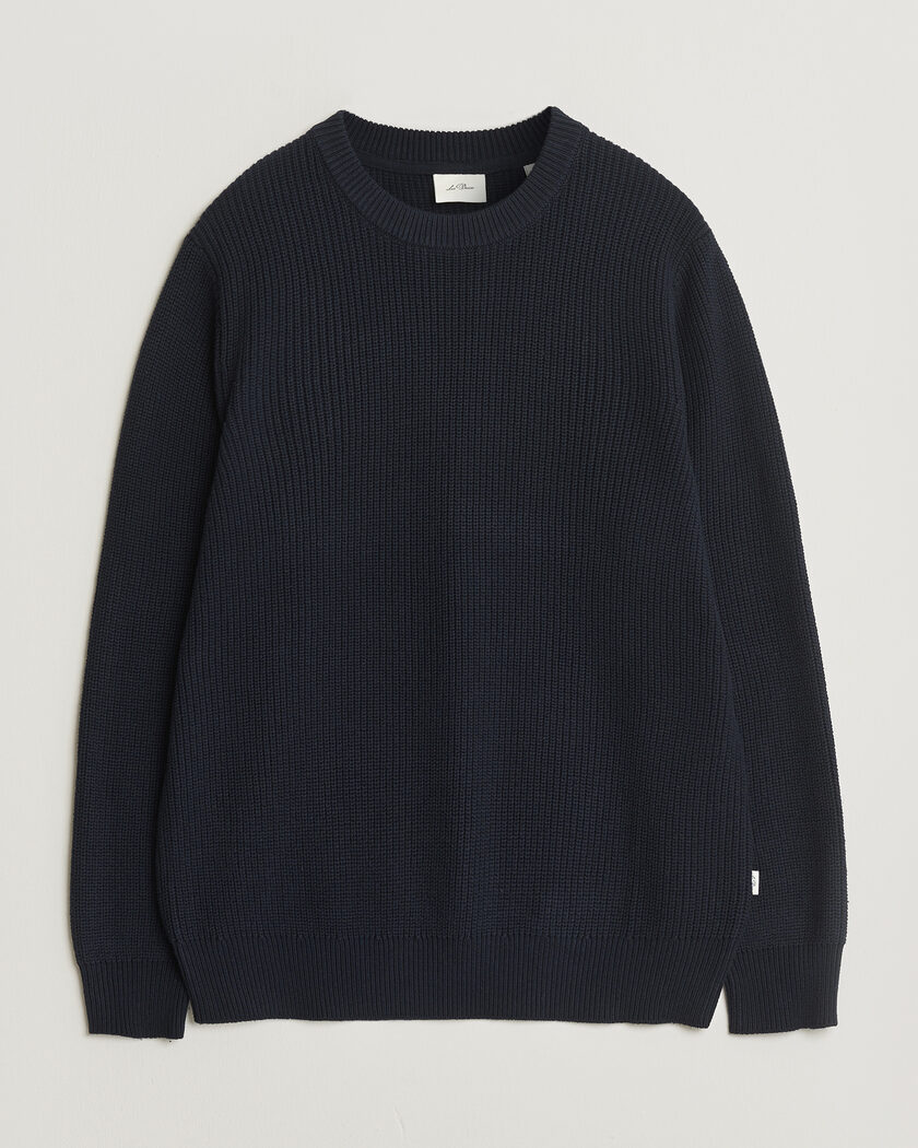 LES DEUX Garry Rib Crew Neck Knit Dark Navy – Sininen
