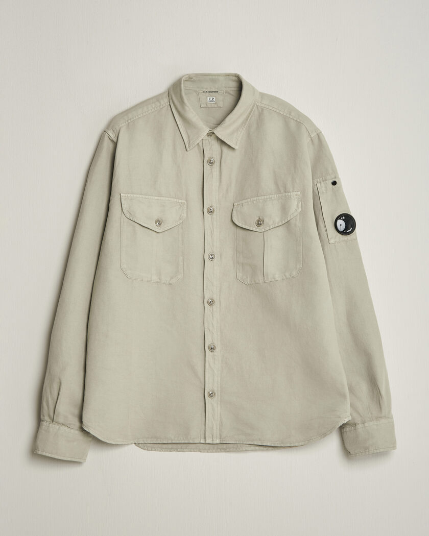 C.P. Company Cotton/Linen Pocket Shirt Light Grey – Harmaa