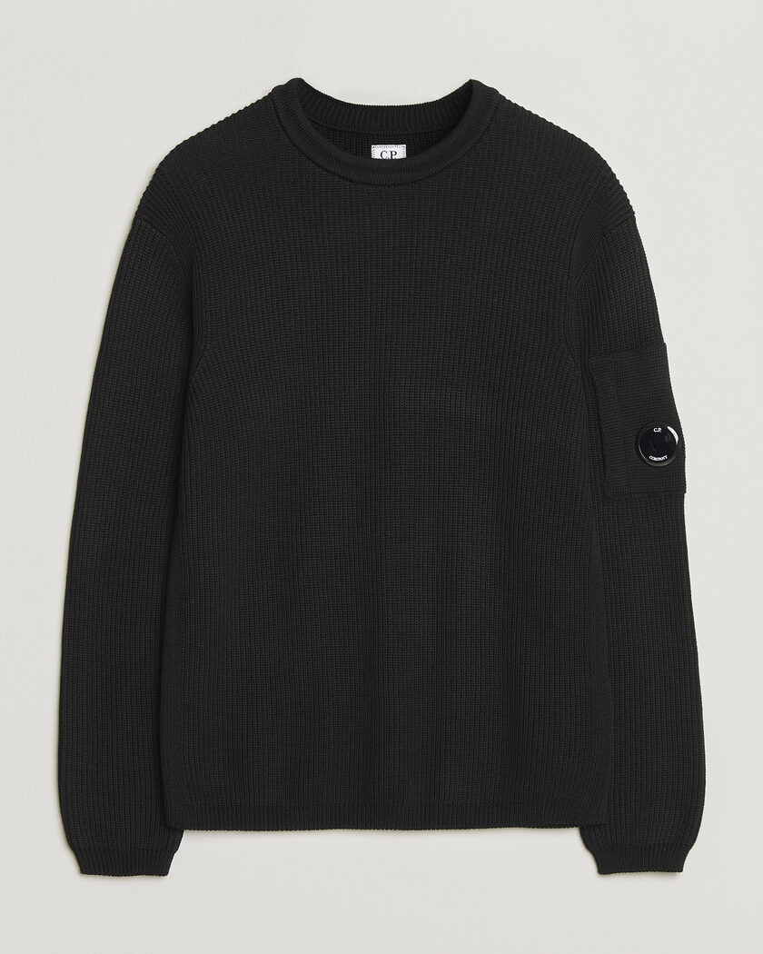 C.P. Company Sea Island Knitted Cotton Crewneck Black – Musta