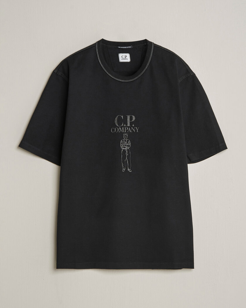 C.P. Company Mercerized Heavy Cotton Chest Logo T-Shirt Black – Musta