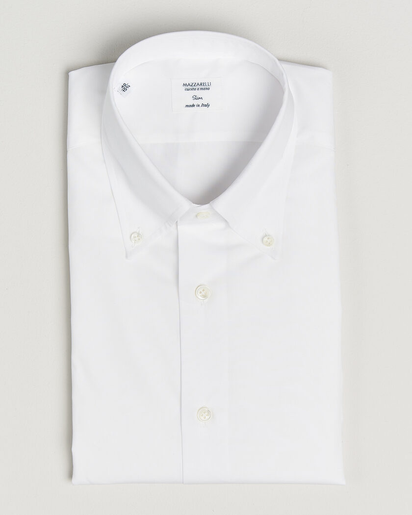 Mazzarelli Soft Cotton Button Down Shirt White – Valkoinen