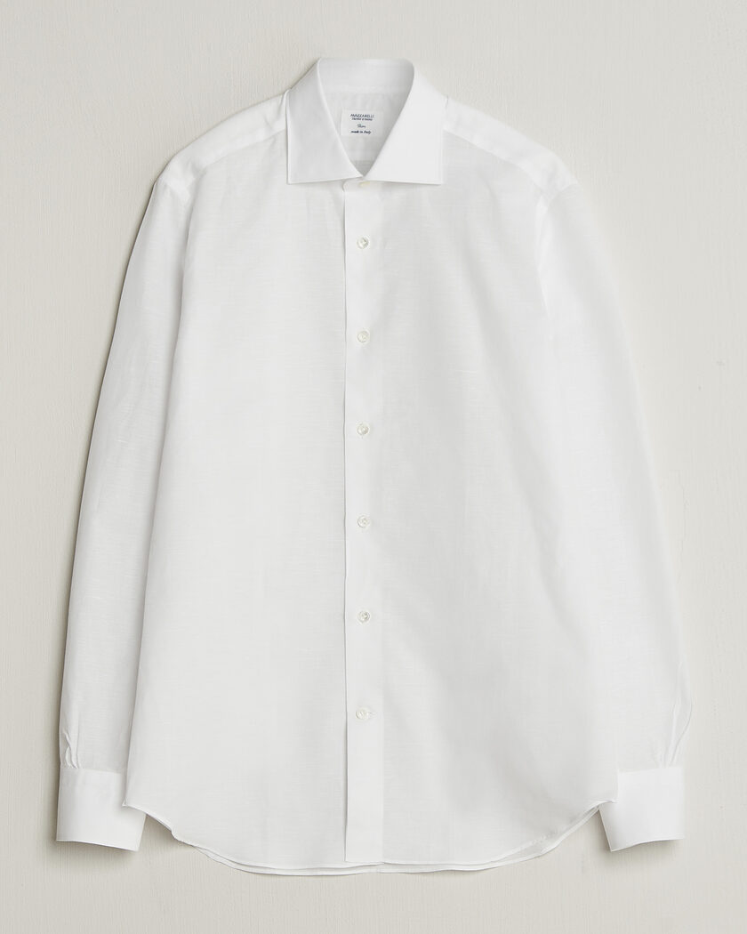Mazzarelli Soft Cotton/Linen Shirt White – Valkoinen
