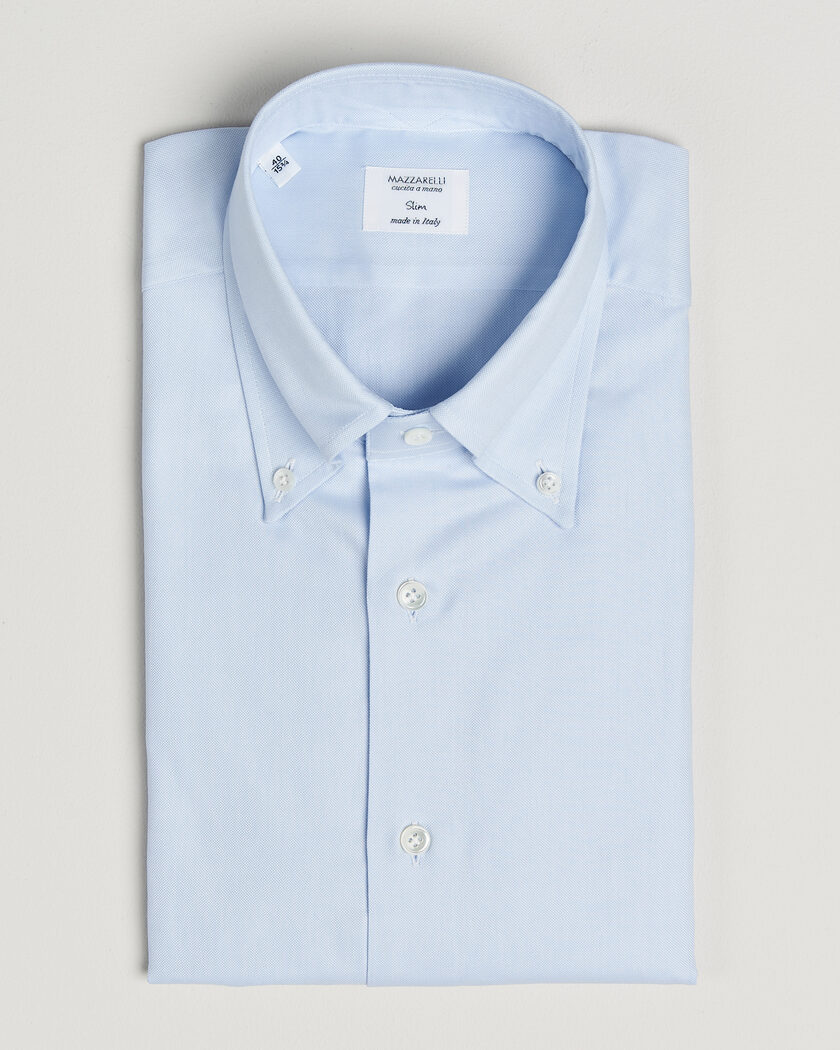 Mazzarelli Soft Oxford Button Down Shirt Light Blue – Sininen
