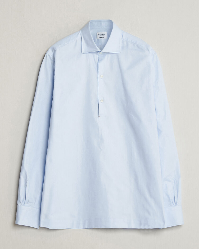 Mazzarelli Soft Oxford Popover Shirt Light Blue – Sininen
