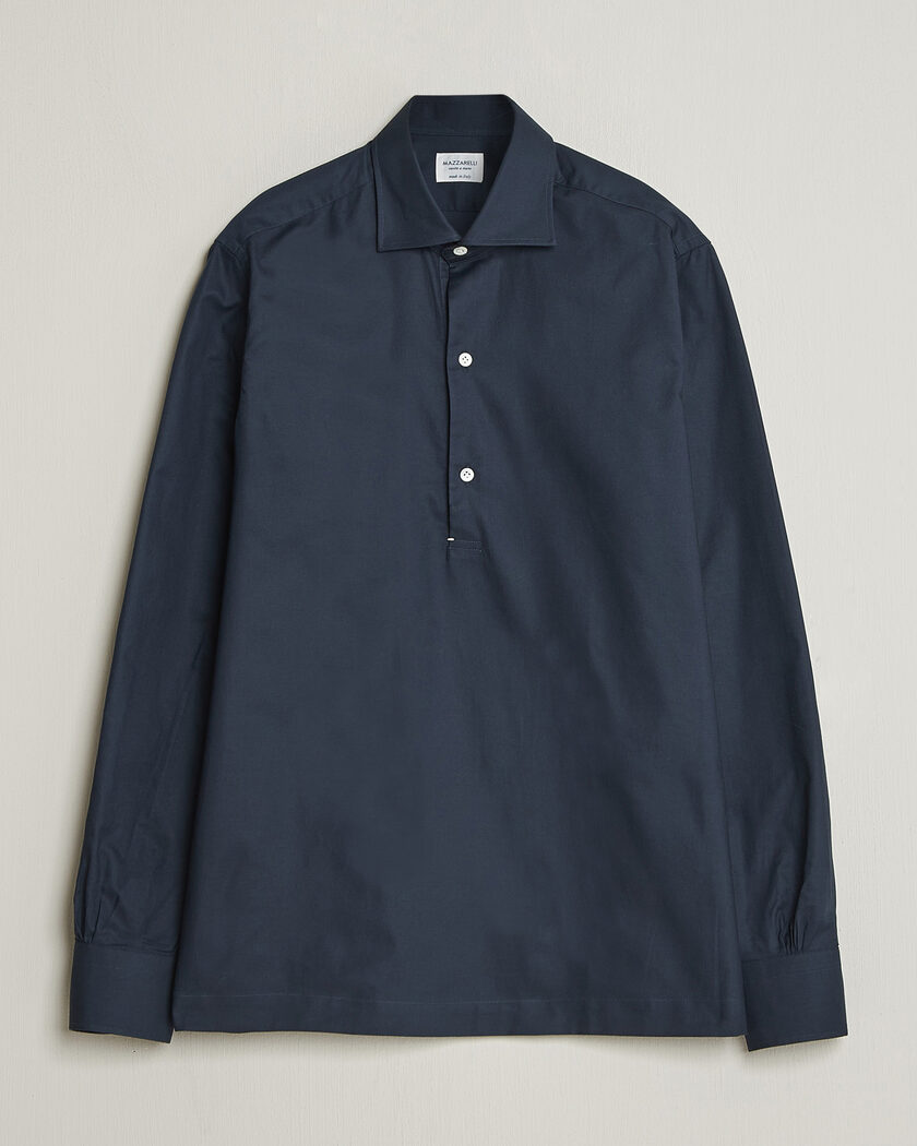 Mazzarelli Soft Oxford Popover Shirt Navy – Sininen
