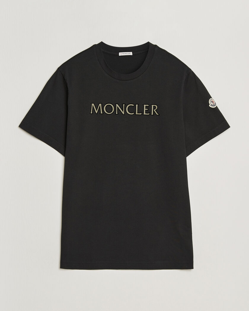Moncler Flock Print Logo T-Shirt Black – Musta
