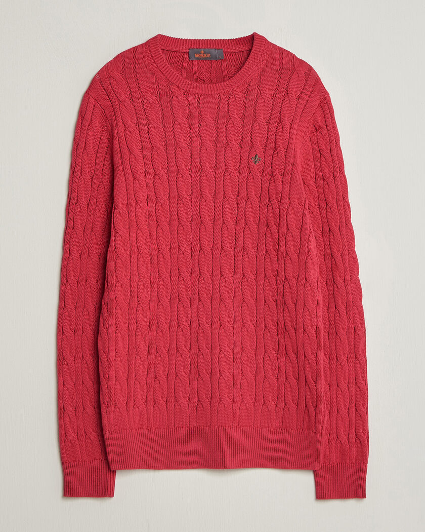 Morris Ethan Cable Oneck Red – Punainen