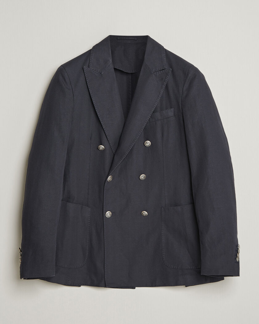 Morris Cotton Herringbone Double Breasted Blazer Blue – Sininen