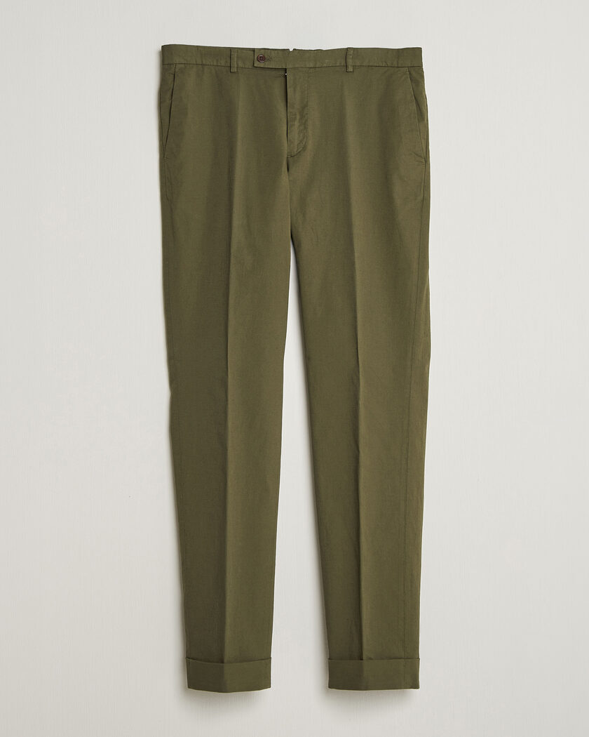 Morris Jack Washed Cotton Trousers Olive – Vihreä