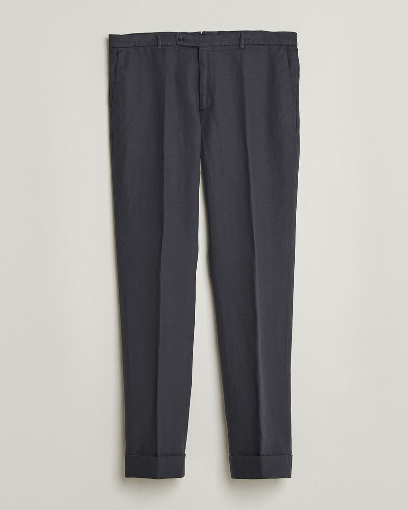Morris Jack Herringbone Cotton Trousers Blue – Sininen