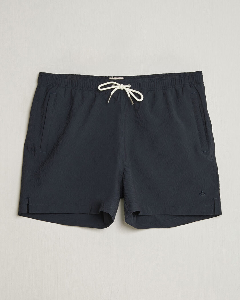 Morris Seersucker Bathing Trunks Dark Blue – Sininen