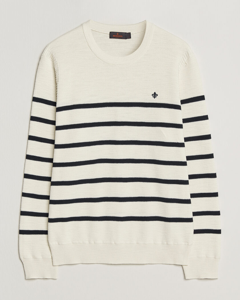 Morris Benedict Stripe Oneck Off White – Valkoinen