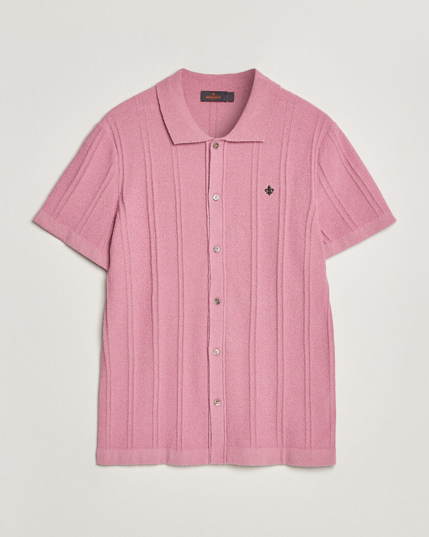 Morris Clayton Knitted Short Sleeve Shirt Pink – Vaaleanpunainen