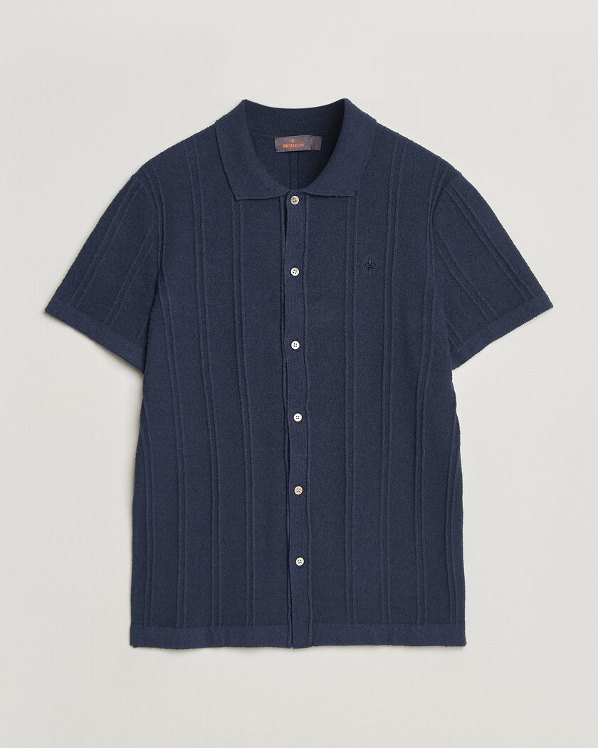 Morris Clayton Knitted Short Sleeve Shirt Dark Blue – Sininen