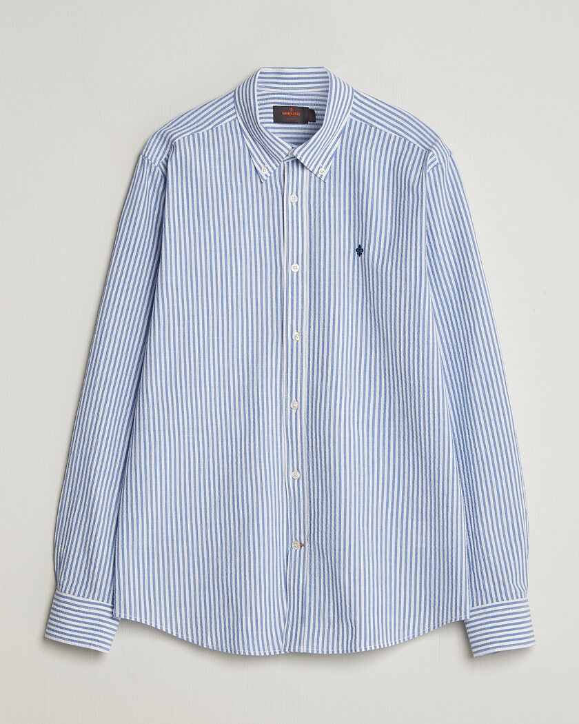 Morris Seersucker Shirt Blue – Sininen