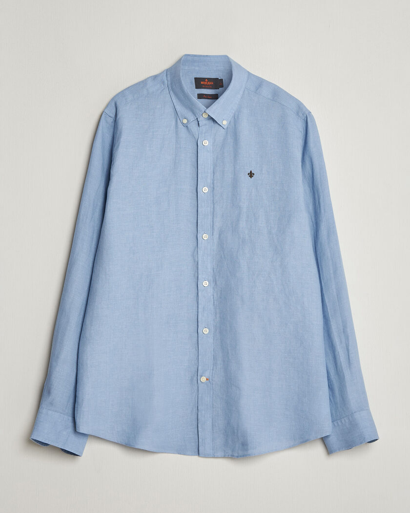 Morris Douglas Button Down Linen Shirt Light Blue – Sininen