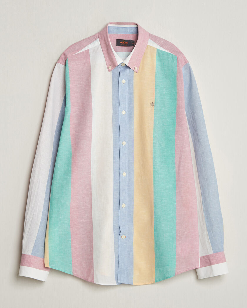 Morris Happy Striped Linen Shirt Multi – Monivärinen