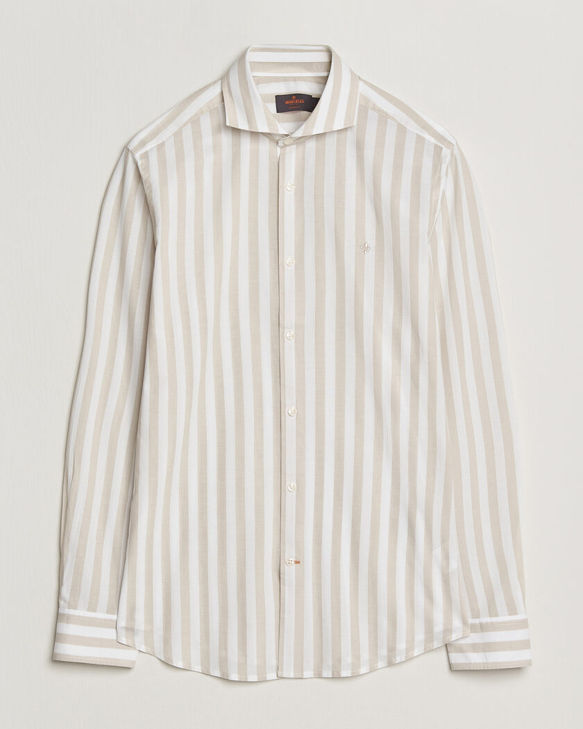 Morris Summer Striped Lighweight Shirt Khaki/White – Beige