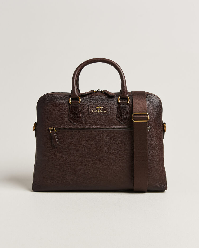 Polo Ralph Lauren Pebble Leather Briefcase Dark Brown – Ruskea
