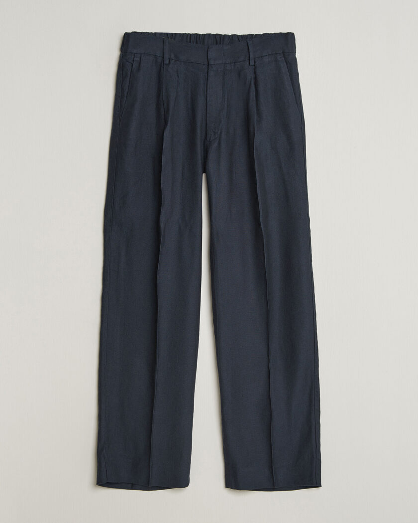 NN07 Kay Linen/Viscose Drawstring Trousers Deep Navy – Sininen