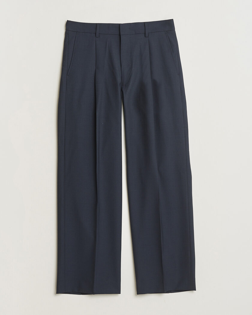 NN07 Kay Summer Wool Drawstring Trousers Deep Navy – Sininen