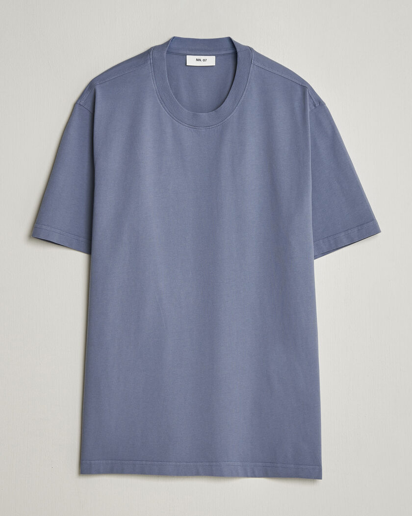 NN07 Adam Pima Crew Neck T-Shirt Stone Blue – Sininen