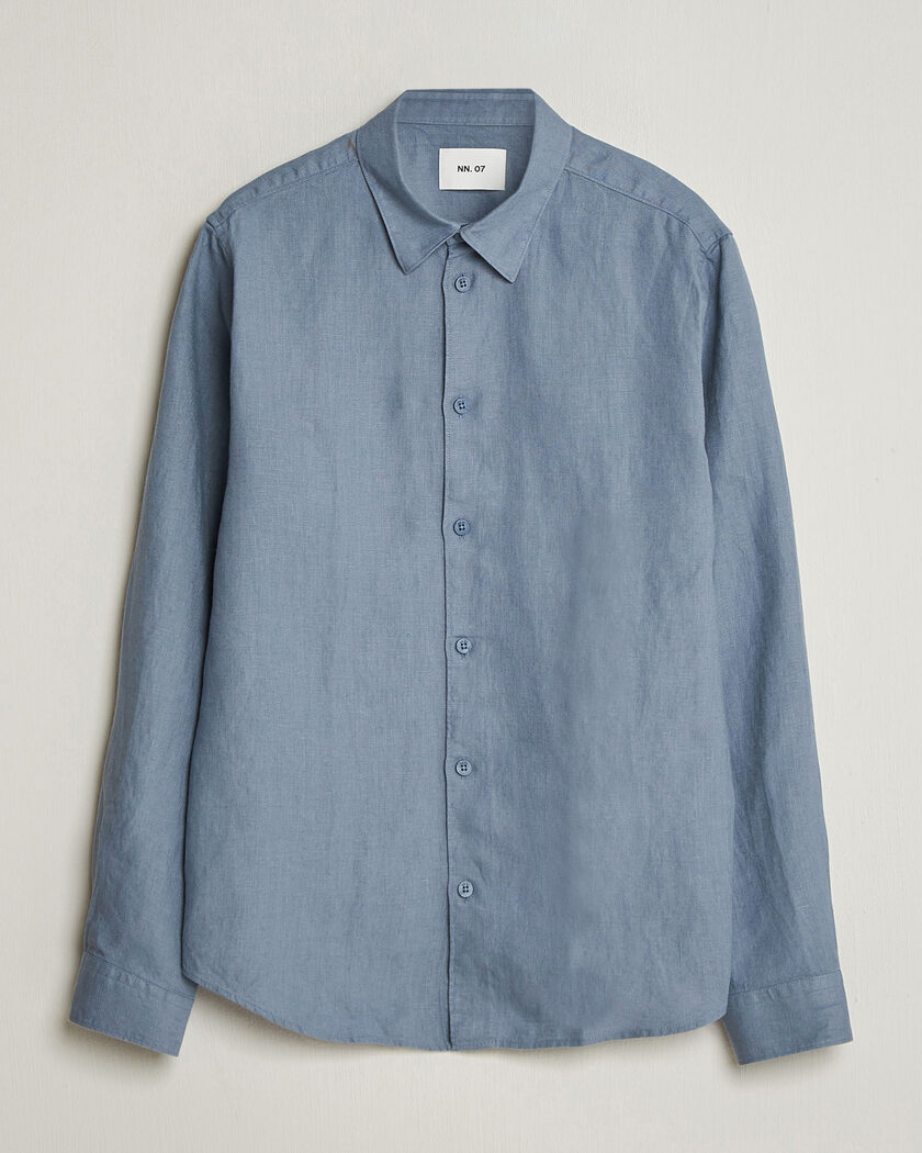 NN07 Enzo Linen Shirt Stone Blue – Sininen