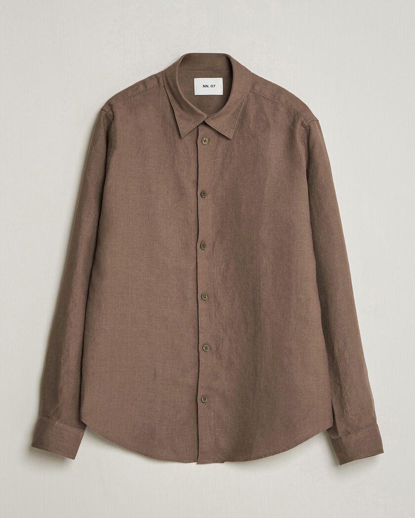 NN07 Enzo Linen Shirt Mable Husk – Vihreä