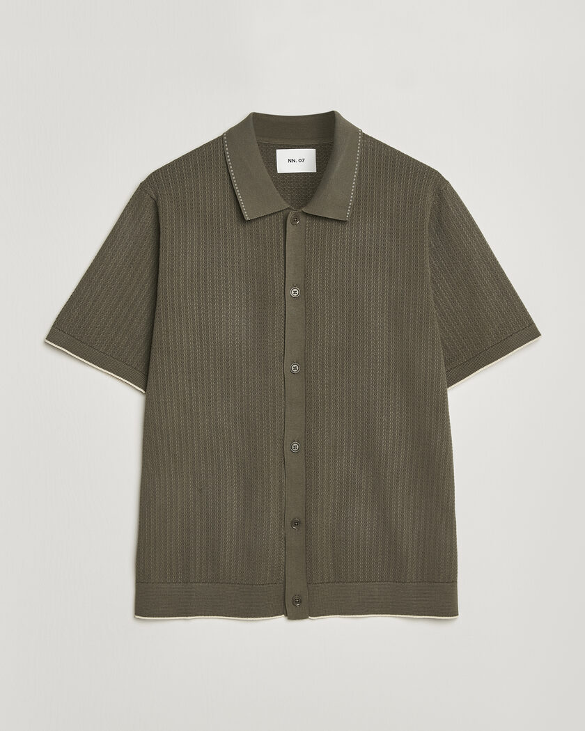 NN07 Nalo Knitted Short Sleeve Shirt Capers Green – Vihreä