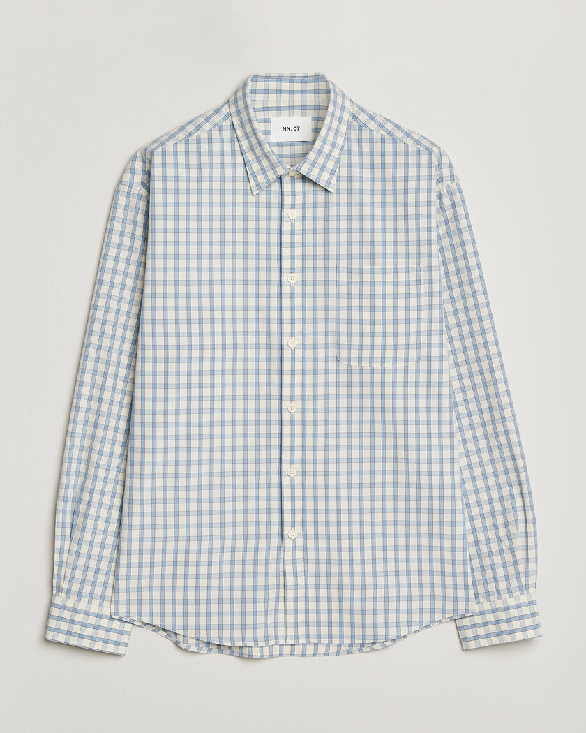 NN07 Deon Brushed Cotton Shirt Ecru Check – Monivärinen
