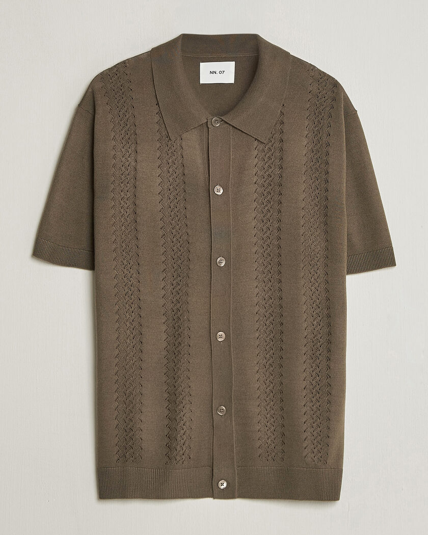 NN07 Thor Knitted Short Sleeve Shirt Mable Husk – Vihreä