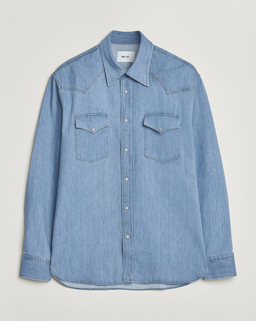 NN07 Ricky Western Denim Shirt Light Indigo – Sininen