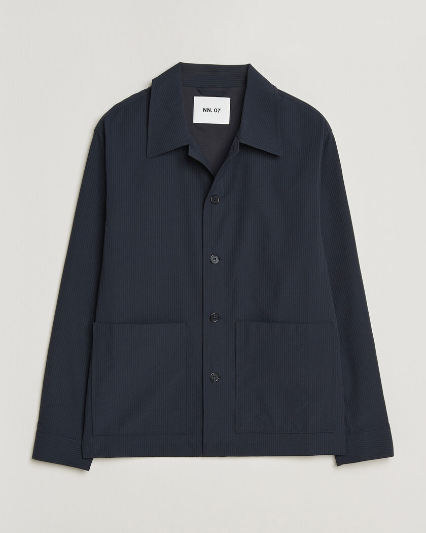 NN07 Blaze Seersucker Overshirt Navy Blue – Sininen
