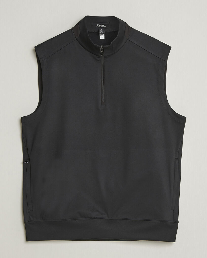 RLX Ralph Lauren Half-Zip Luxury Jersey Vest Polo Black – Musta