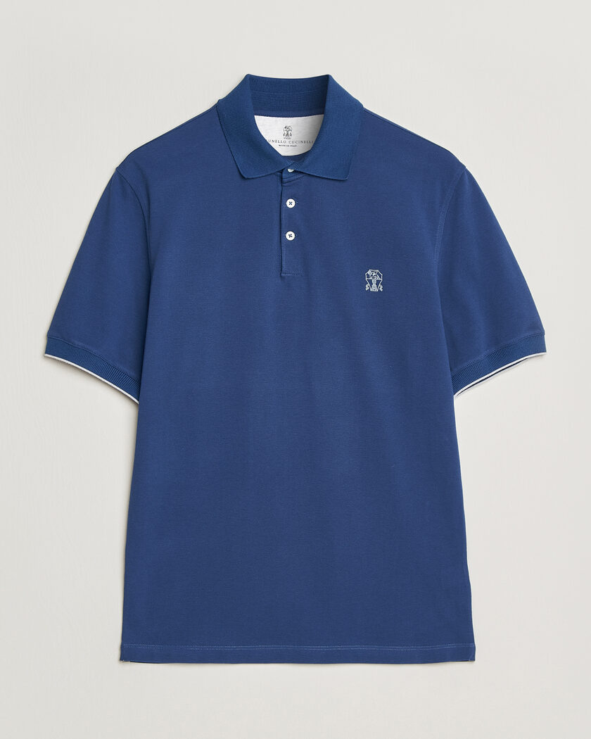 Brunello Cucinelli Short Sleeve Logo Polo Blue – Sininen