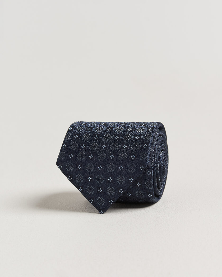 Brunello Cucinelli Jacquard Silk Tie Navy – Sininen