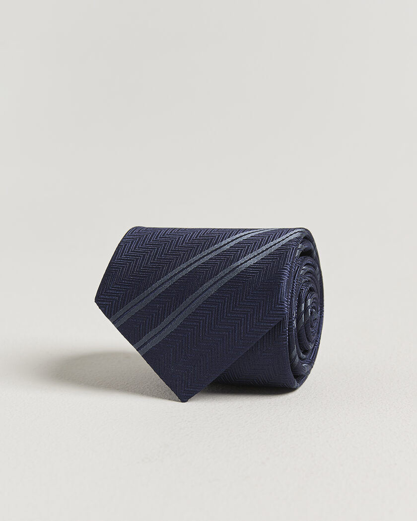 Brunello Cucinelli Regimental Stripe Silk Tie Navy – Sininen