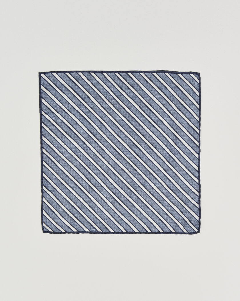 Brunello Cucinelli Striped Pocket Square Blue – Sininen