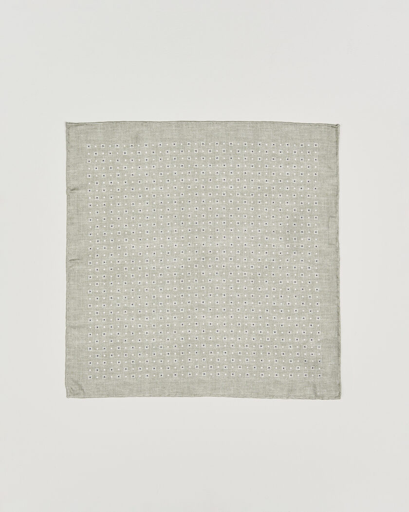 Brunello Cucinelli Printed Silk Pocket Square Olive – Vihreä