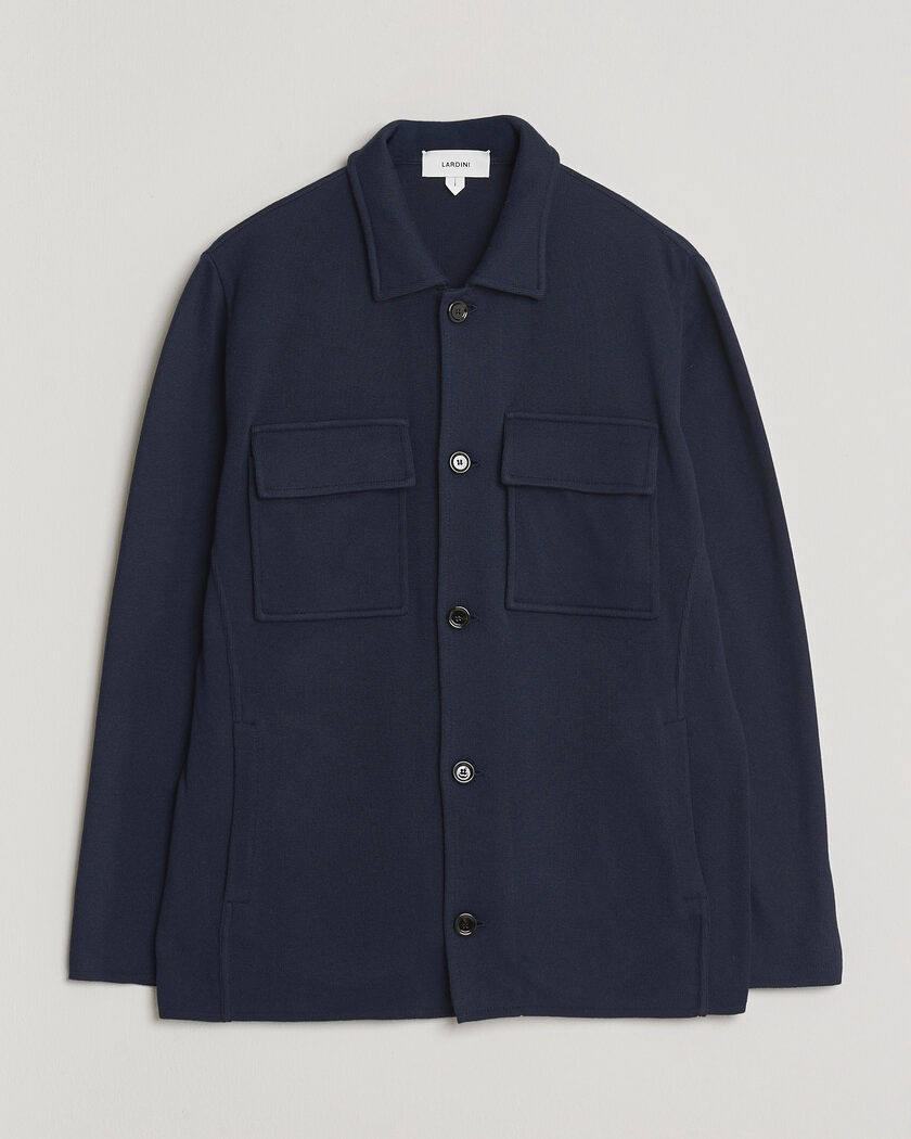 Lardini Knitted Cotton Pocket Shirt Jacket Navy – Sininen
