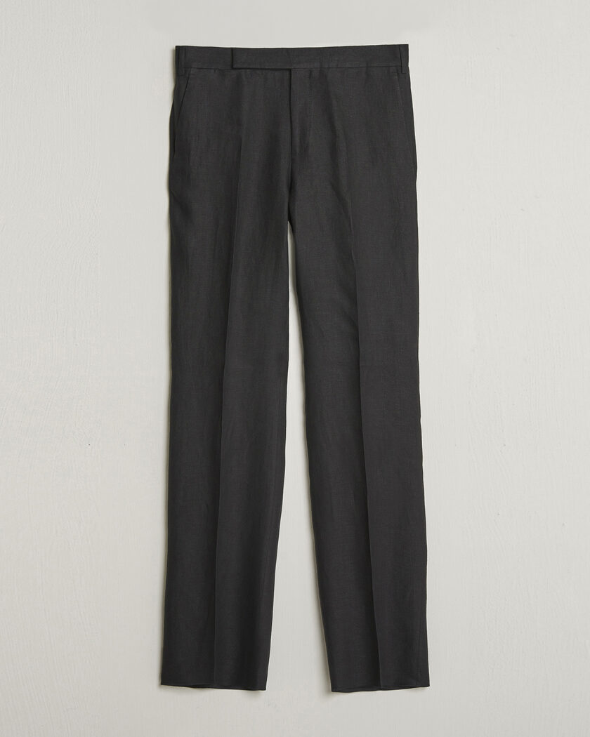 Lardini Palu Straight Fit Linen Trousers Black – Musta