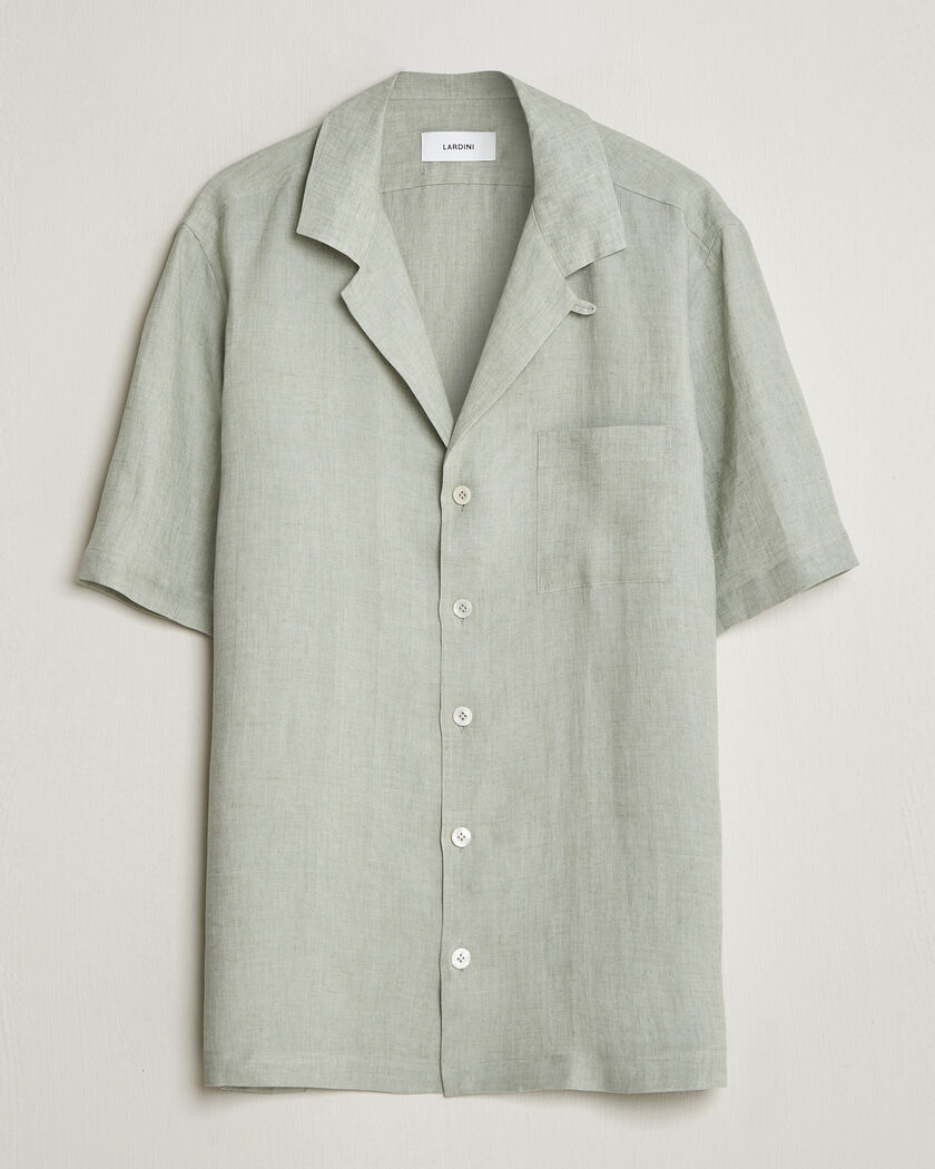 Lardini Klop Short Sleeve Linen Resort Shirt Light Green – Vihreä
