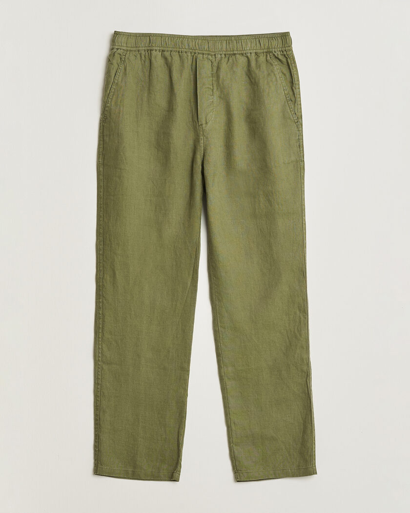 Samsøe Samsøe Jabari Linen Drawstring Trousers Burnt Olive – Vihreä