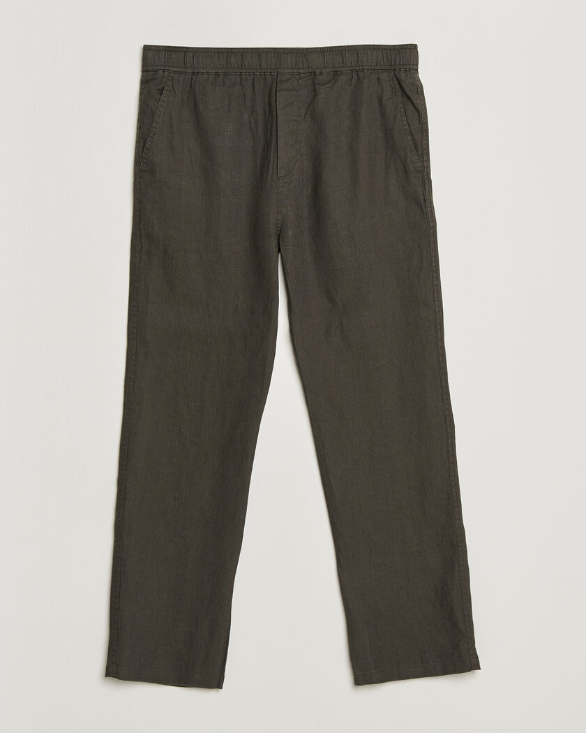 Samsøe Samsøe Jabari Linen Drawstring Trousers Black Olive – Harmaa