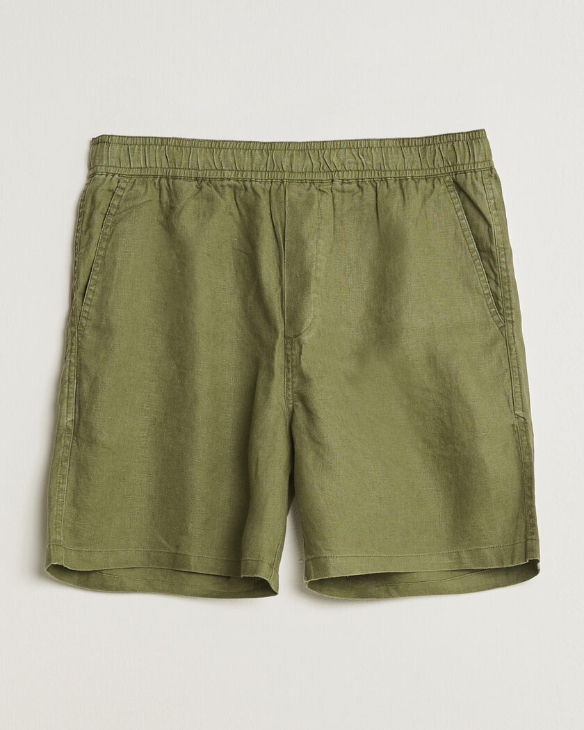 Samsøe Samsøe Jabari Linen Drawstring Shorts Burnt Olive – Vihreä