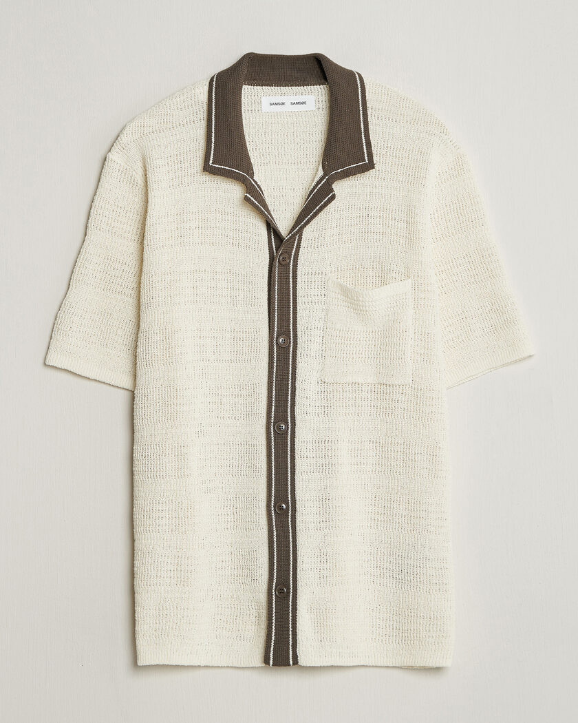 Samsøe Samsøe Percy Knitted Short Sleeve Shirt Clear Cream – Monivärinen