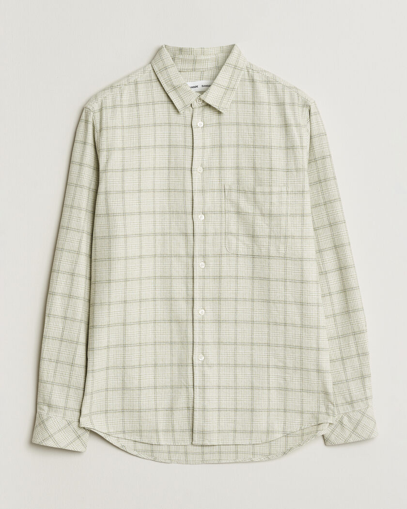 Samsøe Samsøe Liam Checked Cotton Shirt Off White – Vihreä