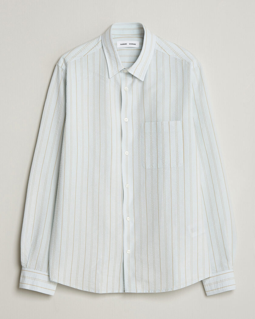 Samsøe Samsøe Ryan Cotton Striped Shirt Skywriting – Sininen