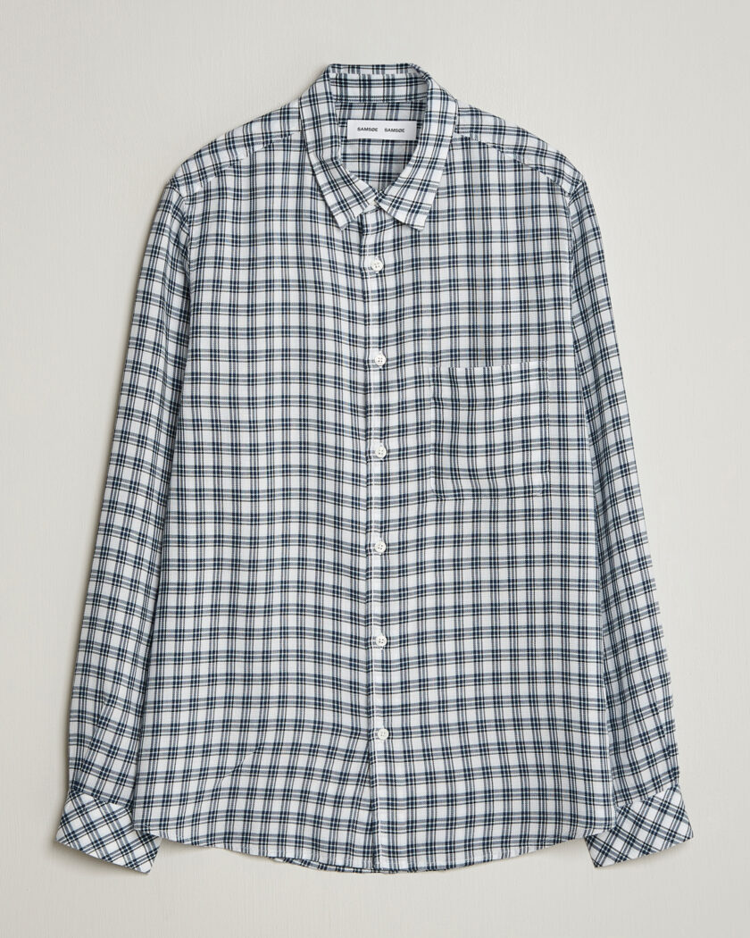 Samsøe Samsøe Ryan Tencel Checked Shirt Blue – Sininen